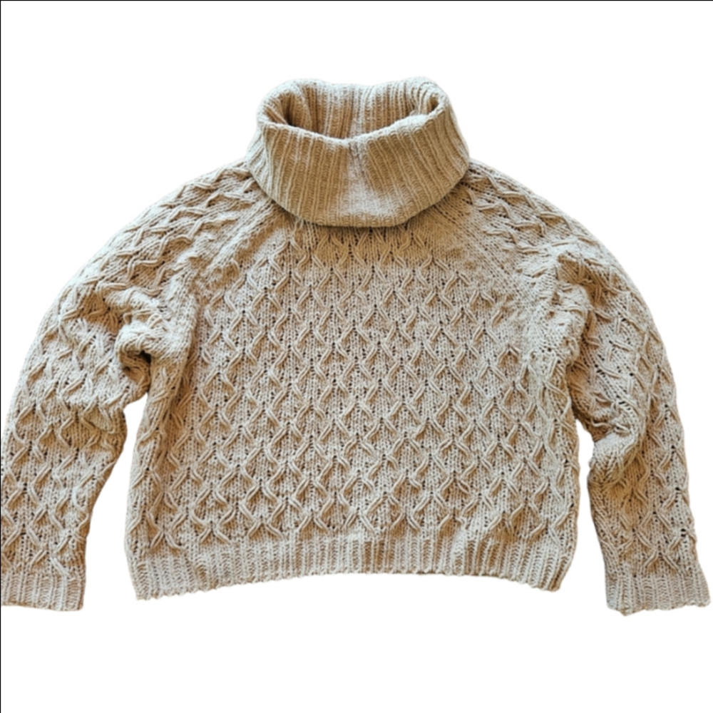 Moon & Madison Muted Mustard Cowl Neck Crop Sweater Womens Size XS A00163